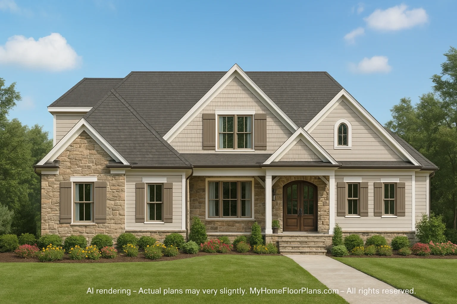 Customizable 2-Story Home Plan with 5 Bedrooms and CAD Blueprints