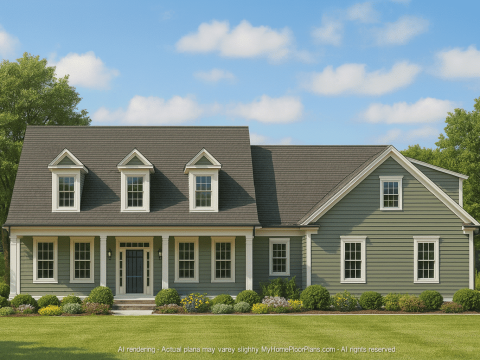 Customizable 2-Story House Plan with Colonial Farmhouse Design