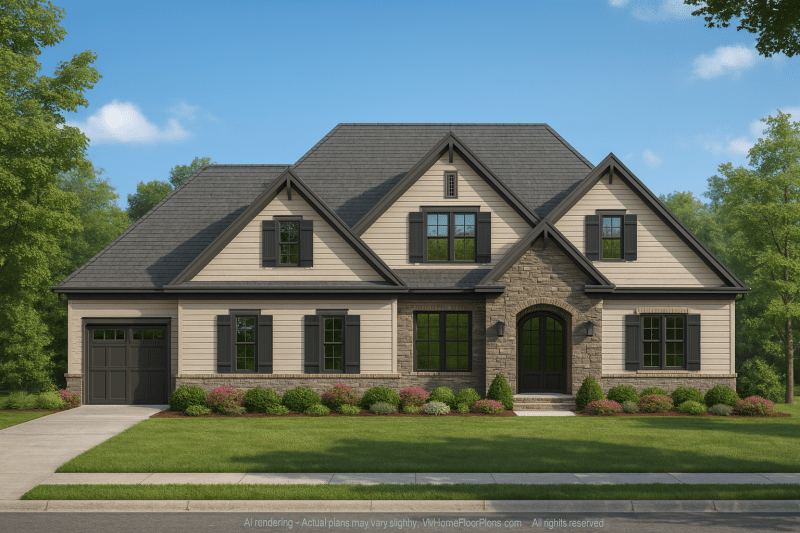 Customizable 2-Story House Plan with Craftsman Style & Modern Layout