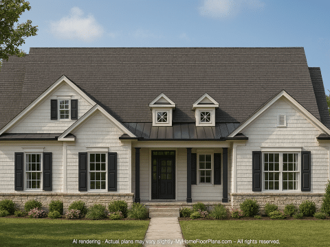 Detached Garage House Plan with Workshop and Brick Exterior