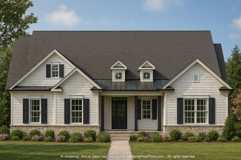 Detached Garage House Plan with Workshop and Brick Exterior