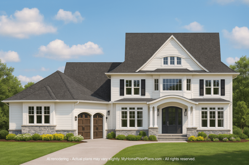 Detailed 2-Story Craftsman House Plan with CAD Blueprints