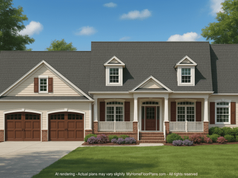 Dream 1.5-Story Craftsman House Plan with Vaulted Ceilings & CAD Designs