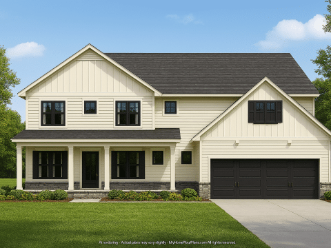 Efficient 2-Story Craftsman Home Plan with Flexible Garage Options