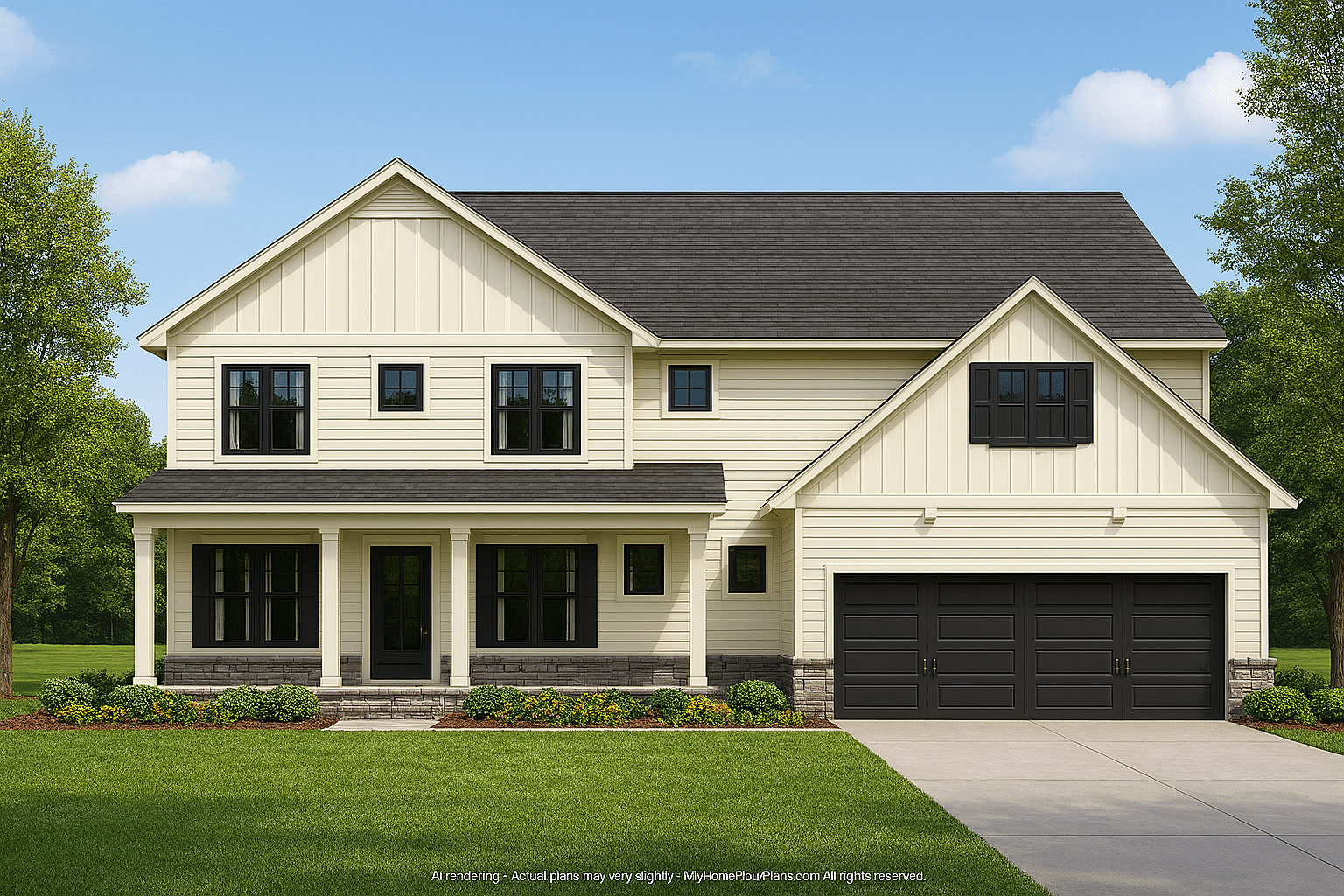 Efficient 2-Story Craftsman Home Plan with Flexible Garage Options