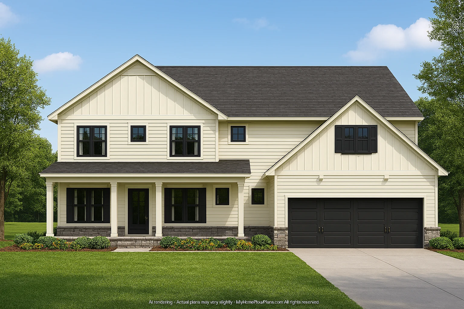 Efficient 2-Story Craftsman Home Plan with Flexible Garage Options