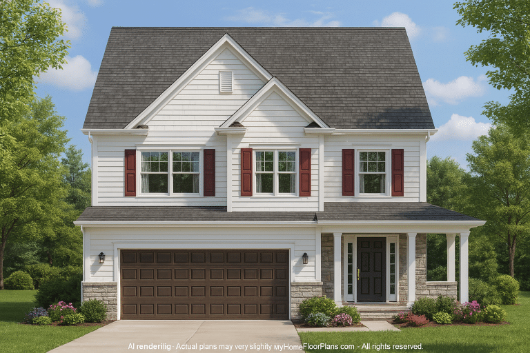 Efficient 2-Story House Plan with Craftsman Design and Vaulted Ceilings