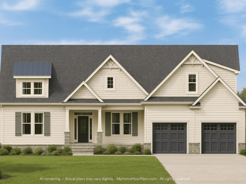 Efficient 2-Story House Plan with Traditional Craftsman Charm