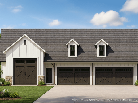 Efficient Garage House Plan with Living Space & CAD Blueprints