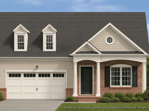Elegant 1-Story House Plan with Classic Architecture and CAD Blueprints