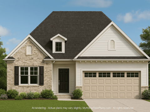 Elegant 1-Story House Plan with Open Floor Blueprint and Vaulted Ceilings