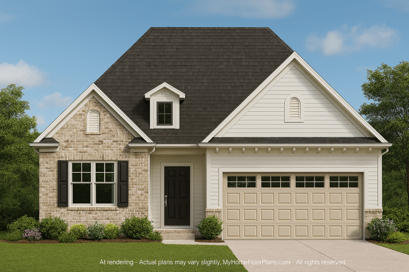 Elegant 1-Story House Plan with Open Floor Blueprint and Vaulted Ceilings