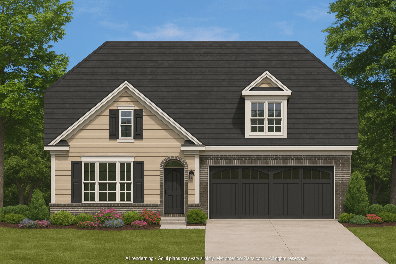 Elegant 1.5-Story Home Design with Open Floor Plan and CAD Blueprint