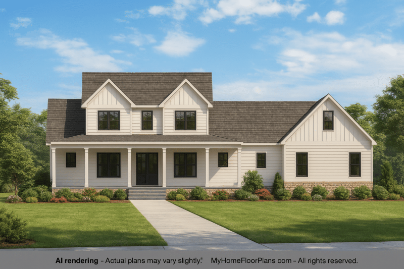Elegant 1.5-Story House Plan with Blueprint Designs & CAD Features
