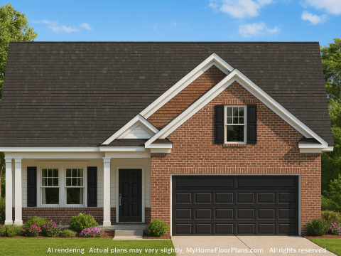 Elegant 1.5-Story House Plan with Brick Architecture & Open Layout