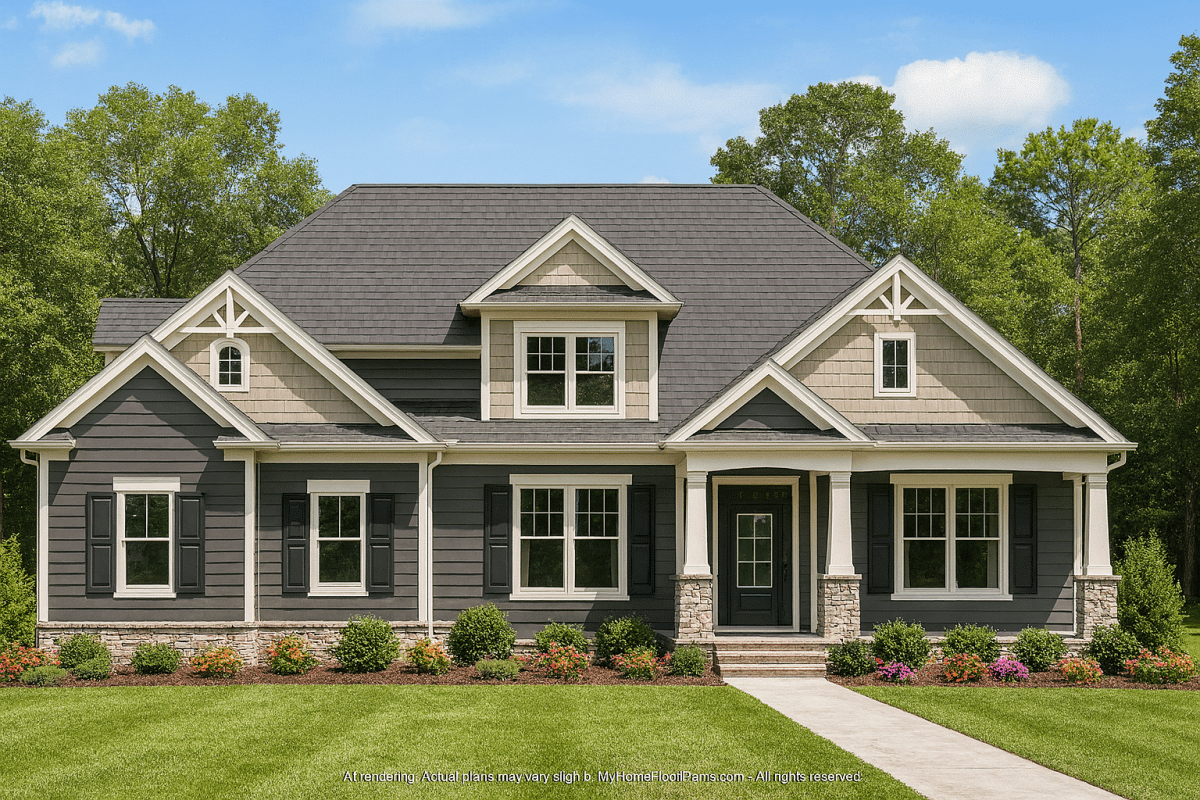 Elegant 1.5-Story House Plan with Craftsman Curb Appeal