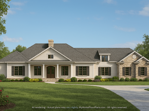 Elegant 1.5-Story House Plan with Traditional Design and CAD Blueprints