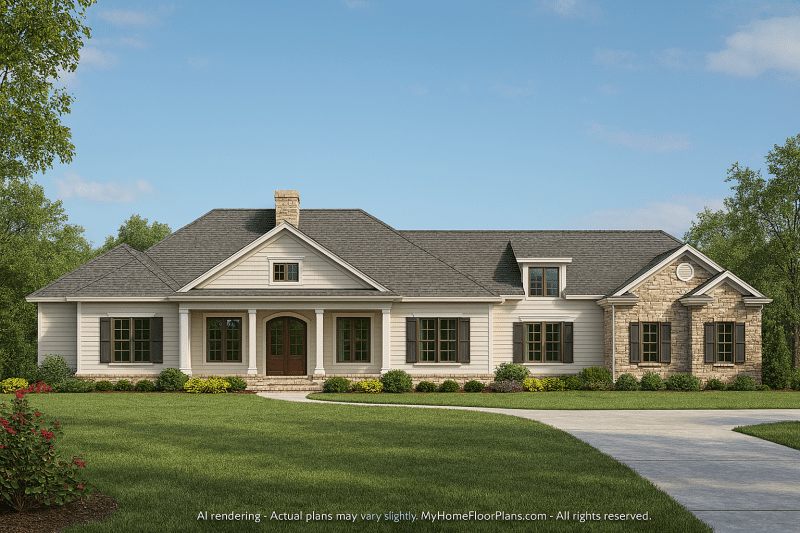 Elegant 1.5-Story House Plan with Traditional Design and CAD Blueprints