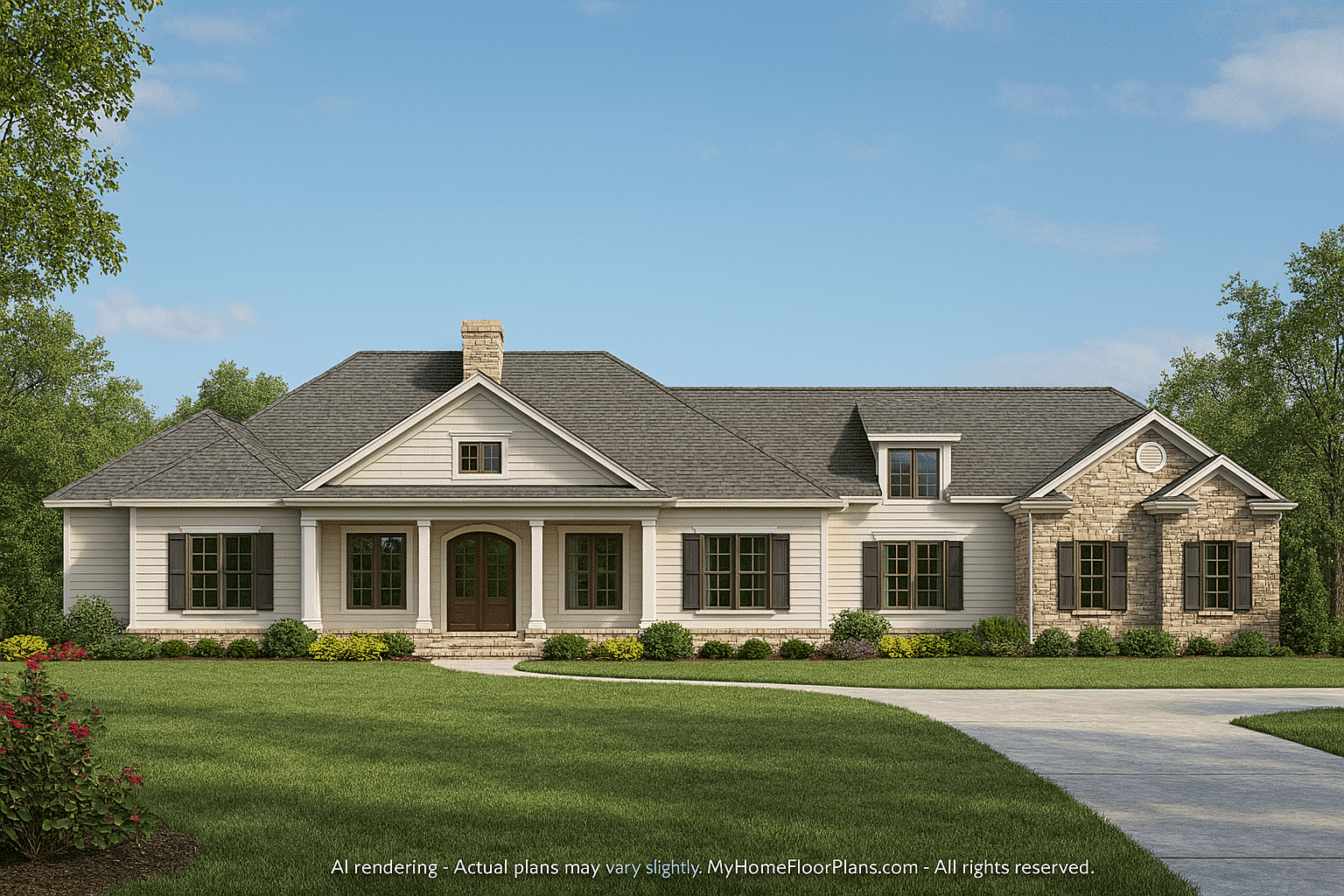 Elegant 1.5-Story House Plan with Traditional Design and CAD Blueprints