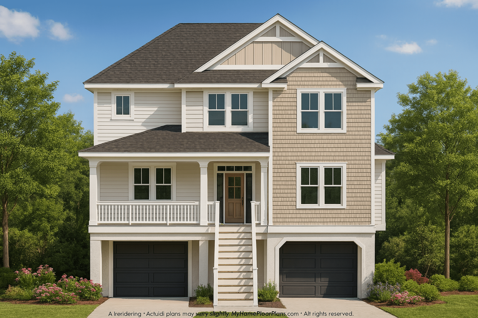 Elegant 2-Story Beach House Plan with 6 Bedrooms and CAD Blueprints