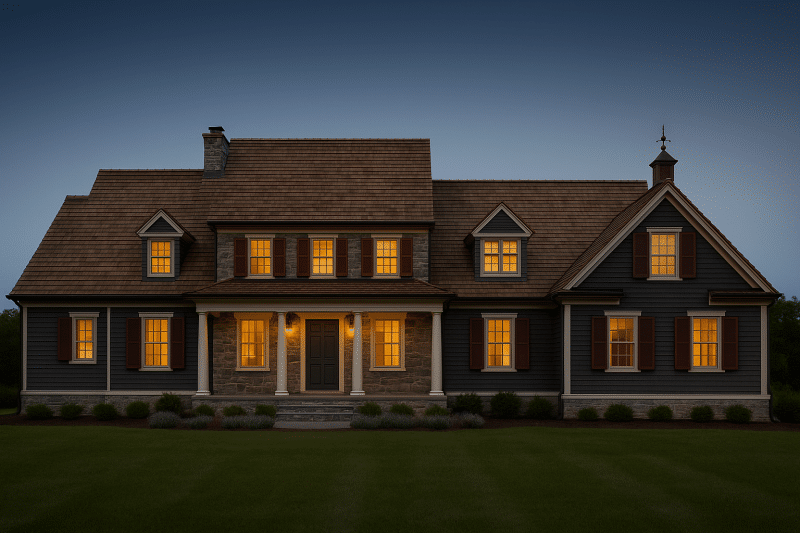 Elegant 2-Story Colonial Farmhouse Plan with CAD Designs & Spacious Layout