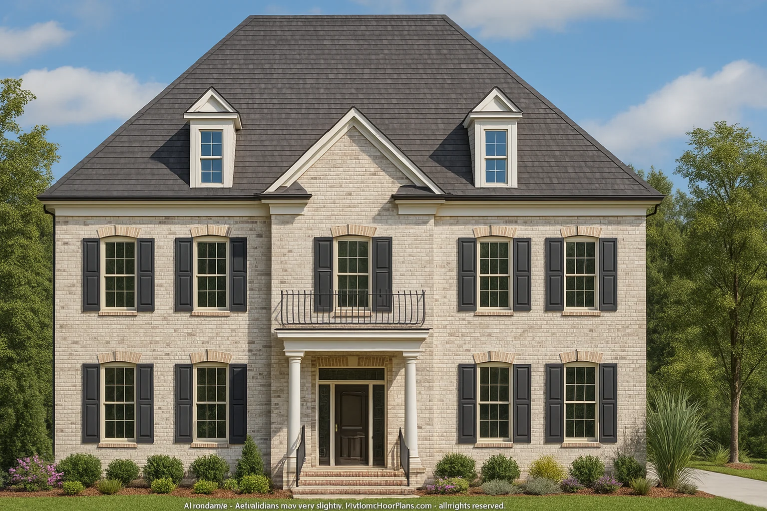 Elegant 2-Story Colonial Revival House Plan with 3,445 Heated Sq Ft