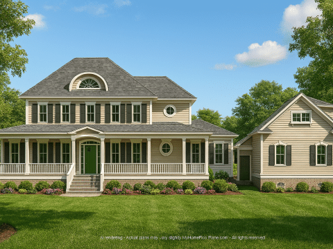Elegant 2-Story Colonial Revival House Plan with 3,951 Heated Sq. Ft.