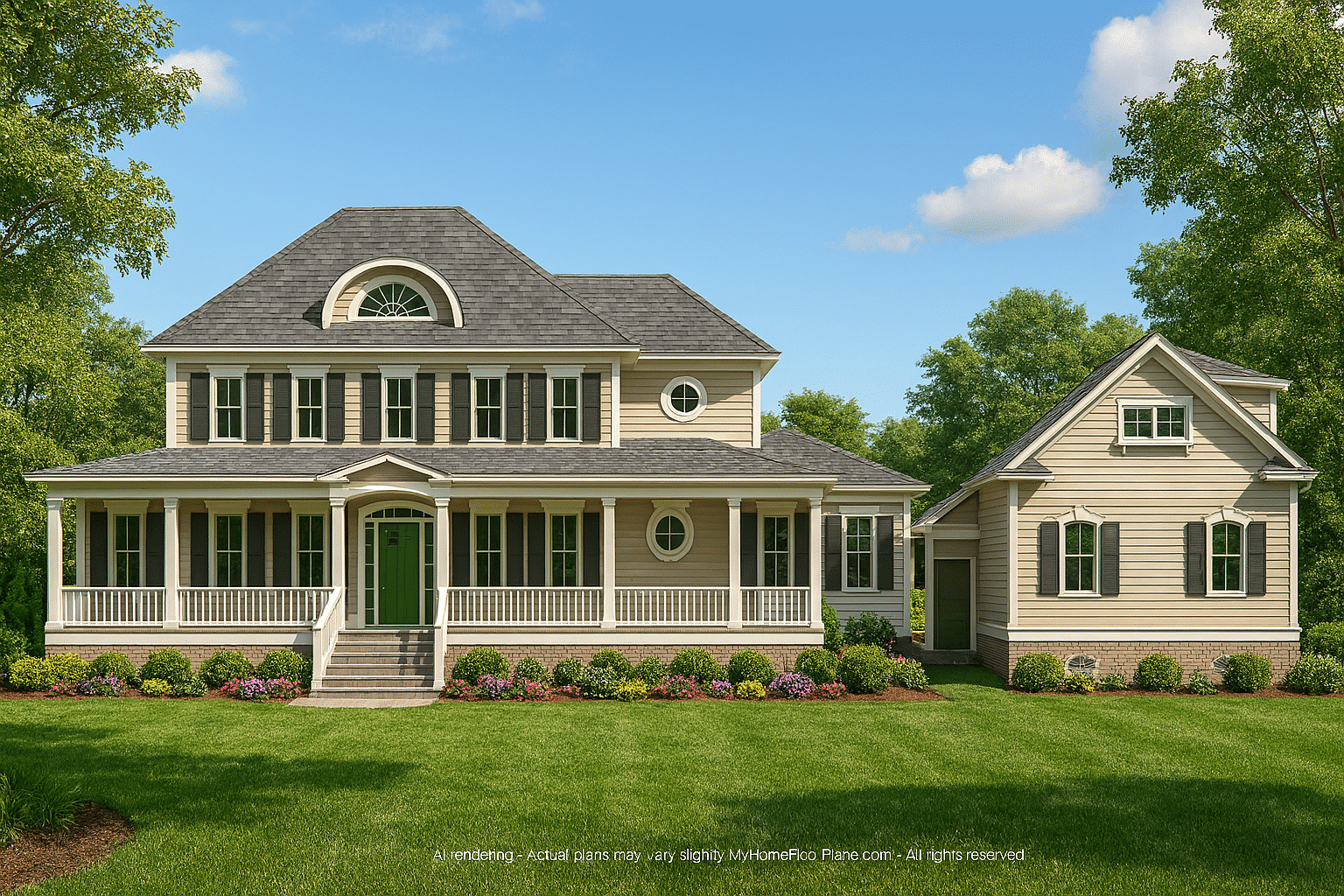 Elegant 2-Story Colonial Revival House Plan with 3,951 Heated Sq. Ft.
