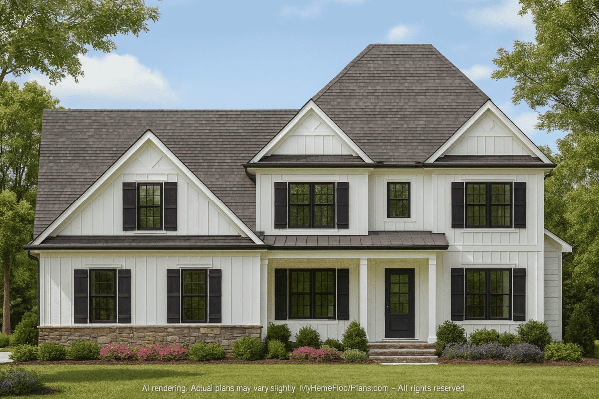 Elegant 2-Story Craftsman Home Plan with 4 Bedrooms & Screened Porch
