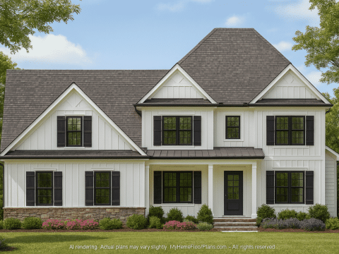 Elegant 2-Story Craftsman Home Plan with 4 Bedrooms & Screened Porch