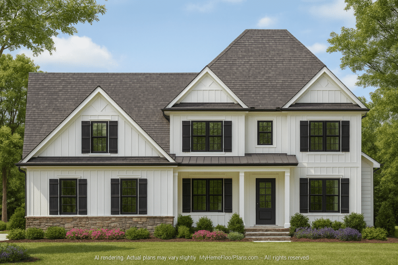 Elegant 2-Story Craftsman Home Plan with 4 Bedrooms & Screened Porch