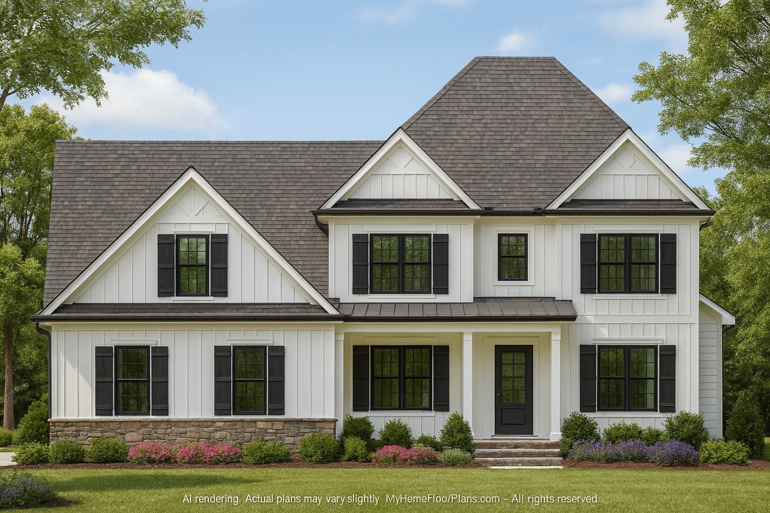 Elegant 2-Story Craftsman Home Plan with 4 Bedrooms & Screened Porch