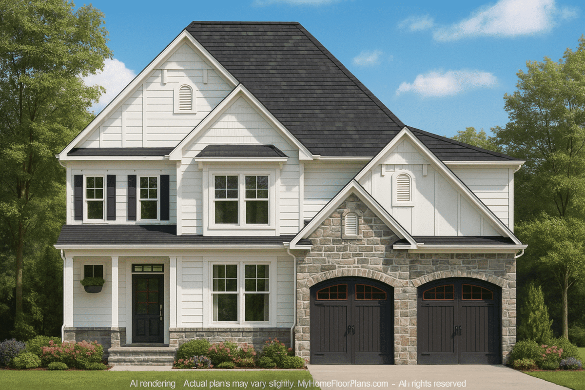 Elegant 2-Story Craftsman House Plan with Open Layout & Garage