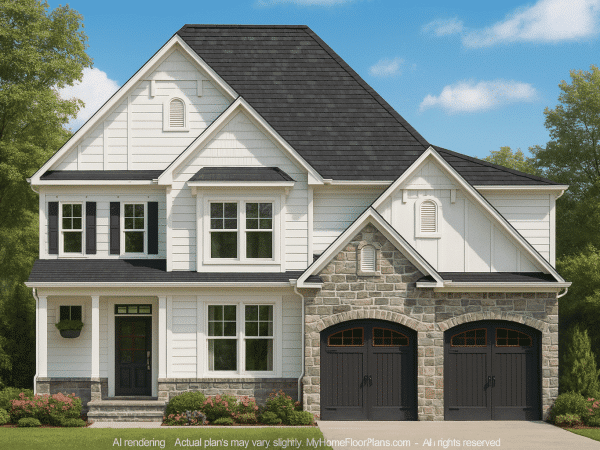 Elegant 2-Story Craftsman House Plan with Open Layout & Garage
