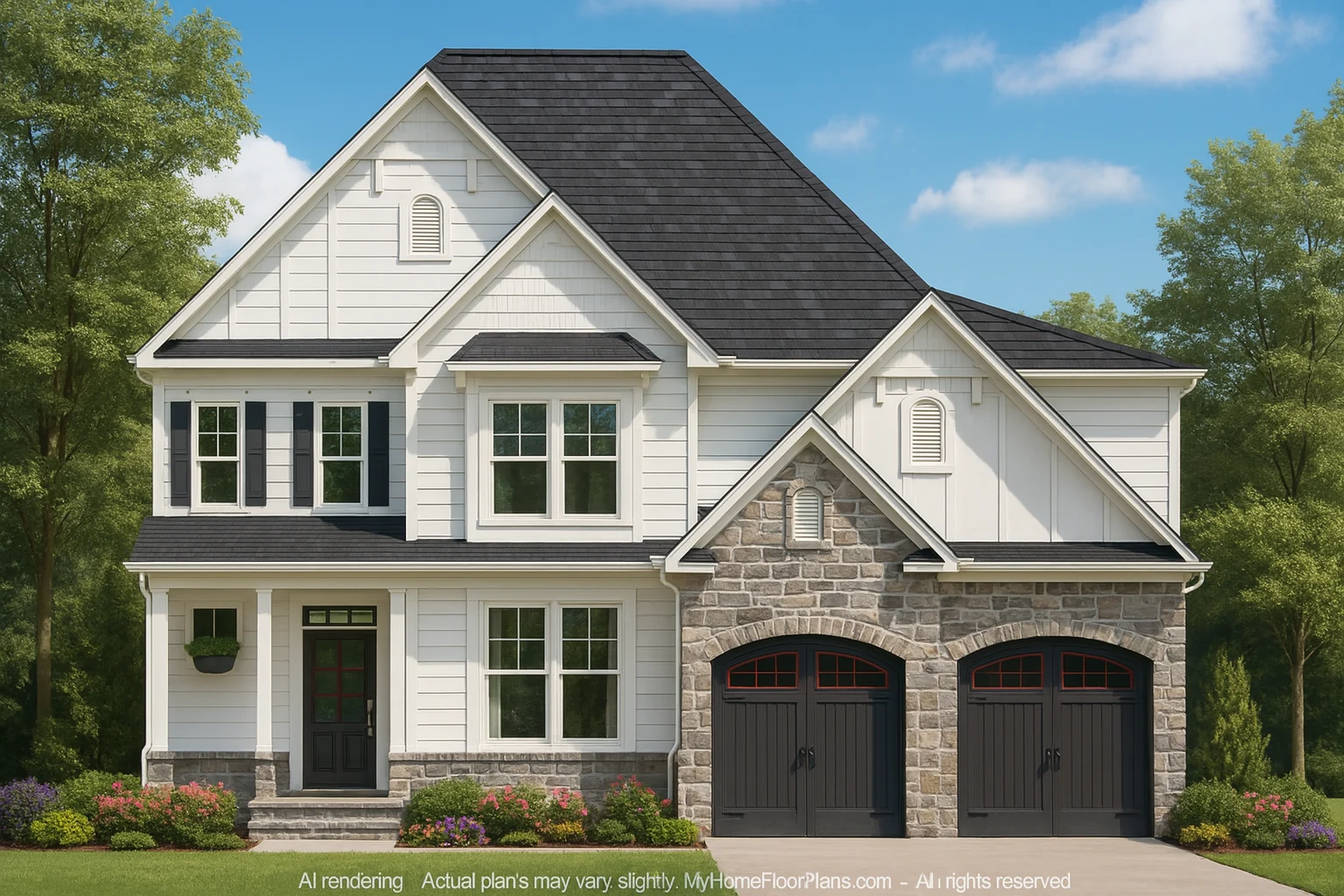 Elegant 2-Story Craftsman House Plan with Open Layout & Garage