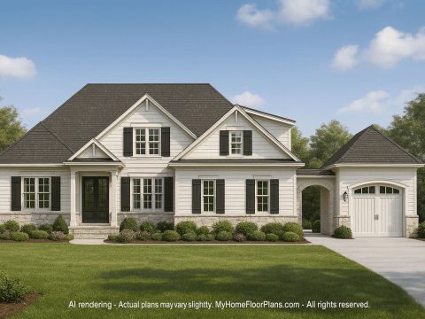Elegant 2-Story French Country House Plan with Brick & Stone Exterior