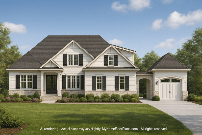 Elegant 2-Story French Country House Plan with Brick & Stone Exterior