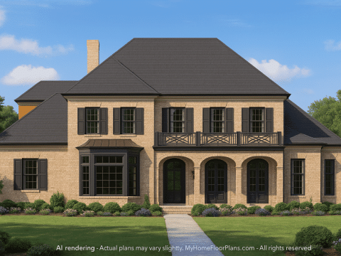 Elegant 2-Story Georgian House Plan with French Country Flair