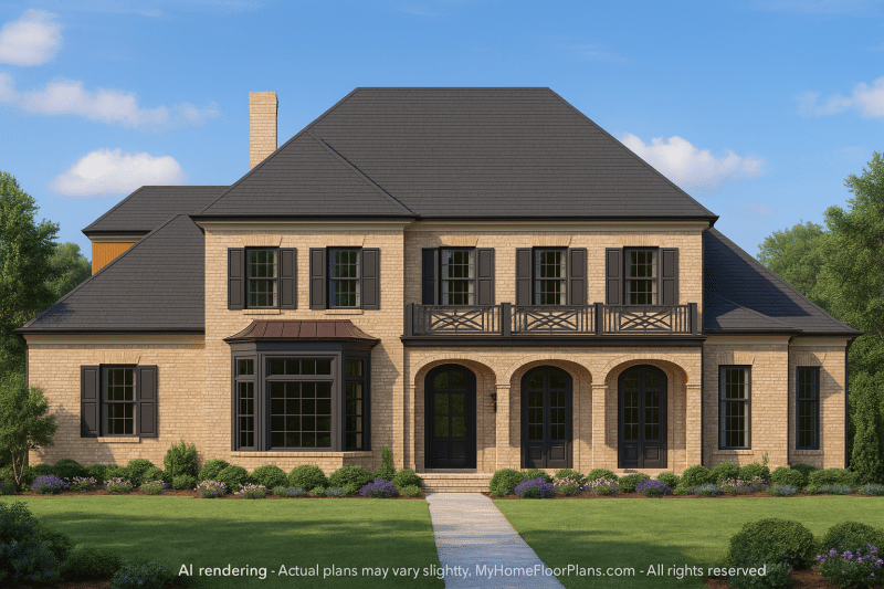 Elegant 2-Story Georgian House Plan with French Country Flair