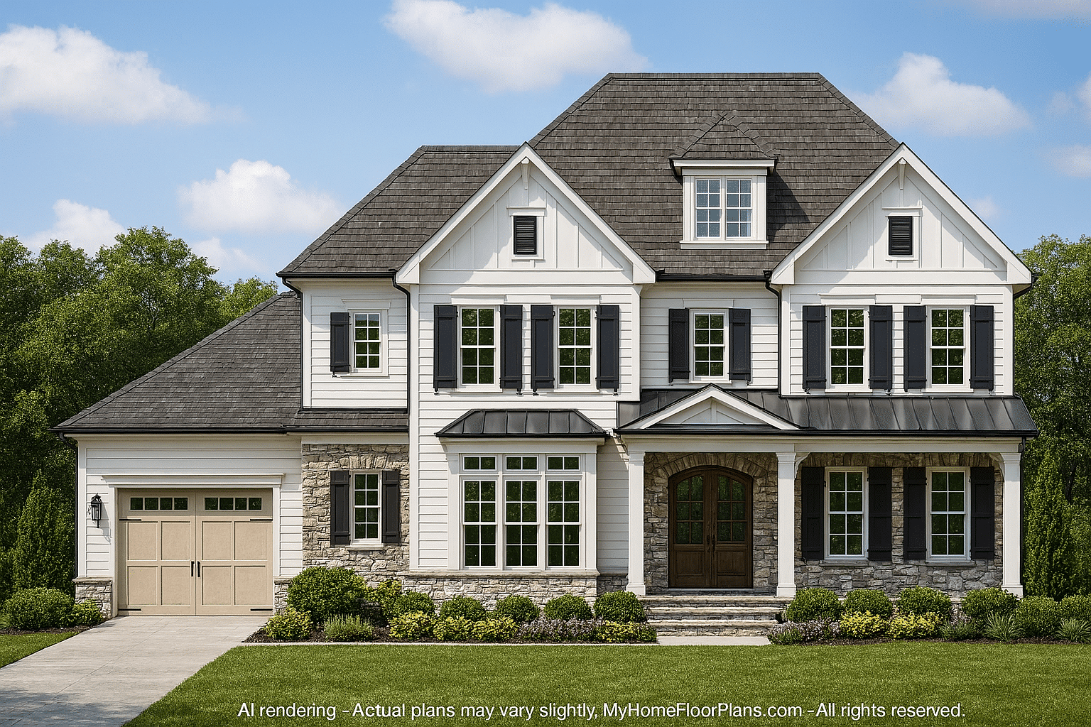 Elegant 2-Story Home Plan with 5 Bedrooms and CAD Designs