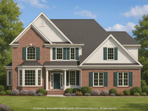 Elegant 2-Story Home Plan with CAD Blueprint & Modern Designs