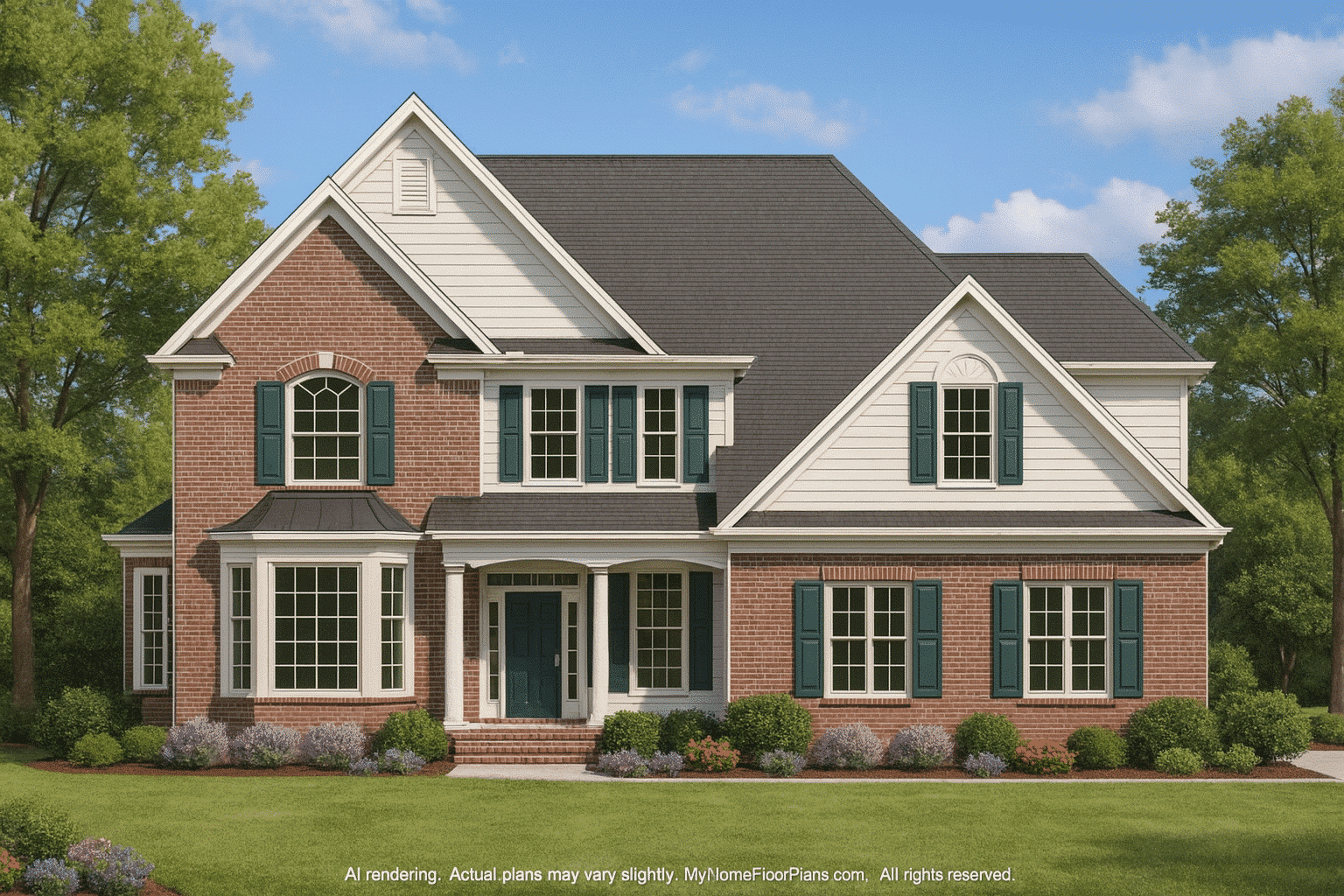 Elegant 2-Story Home Plan with CAD Blueprint & Modern Designs