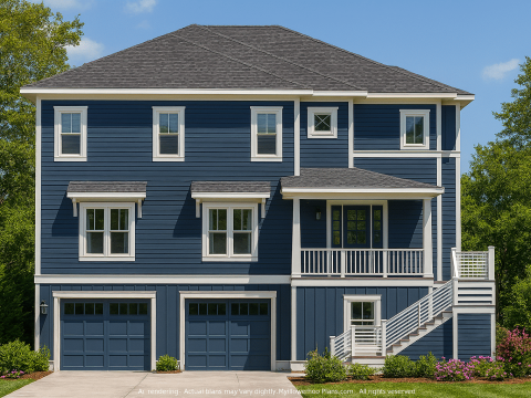 Elegant 2-Story Home Plan with Coastal Style & CAD Blueprints