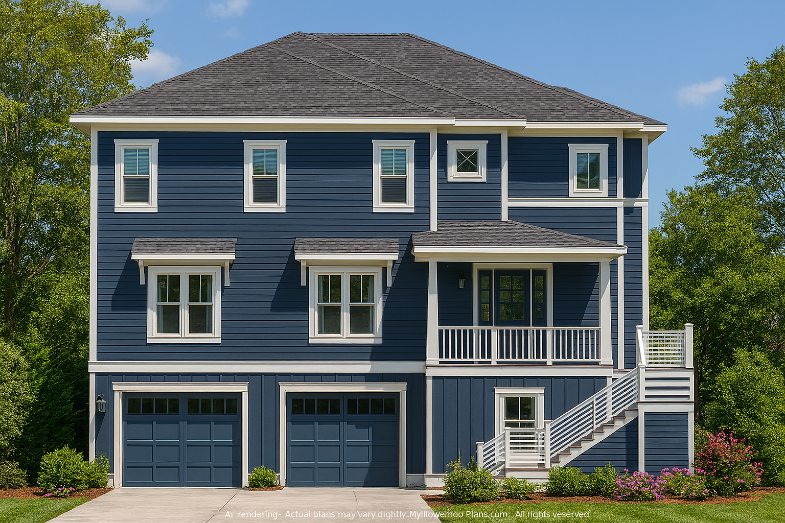 Elegant 2-Story Home Plan with Coastal Style & CAD Blueprints