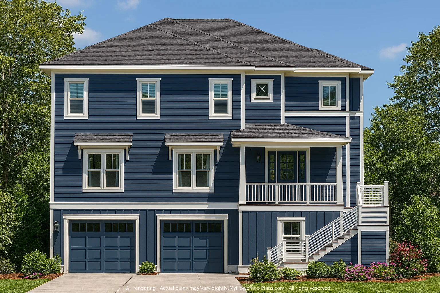 Elegant 2-Story Home Plan with Coastal Style & CAD Blueprints
