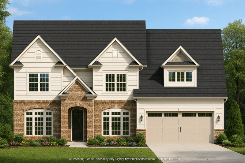 Elegant 2-Story Home Plan with Spacious Garage and Bonus Room