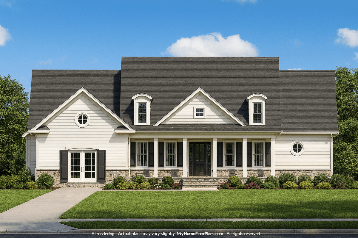 Elegant 2-Story House Floor Plan with CAD Designs & Blueprints
