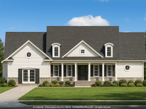 Elegant 2-Story House Floor Plan with CAD Designs & Blueprints
