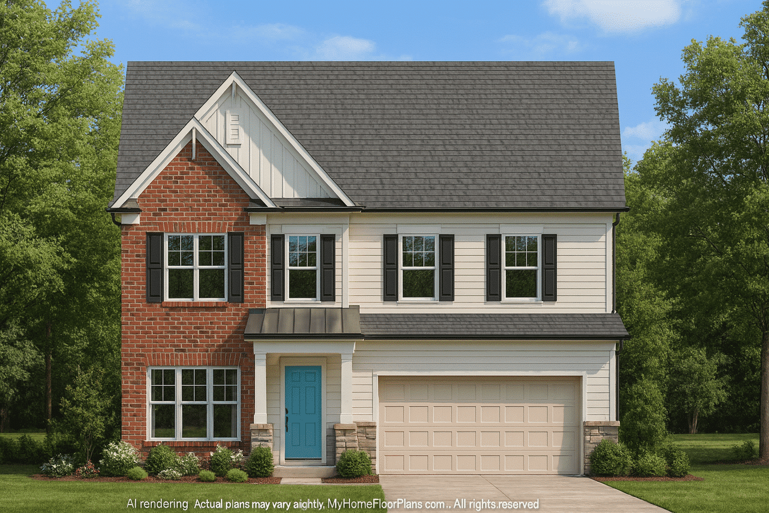 Elegant 2-Story House Plan with 4 Bedrooms and 3 Baths