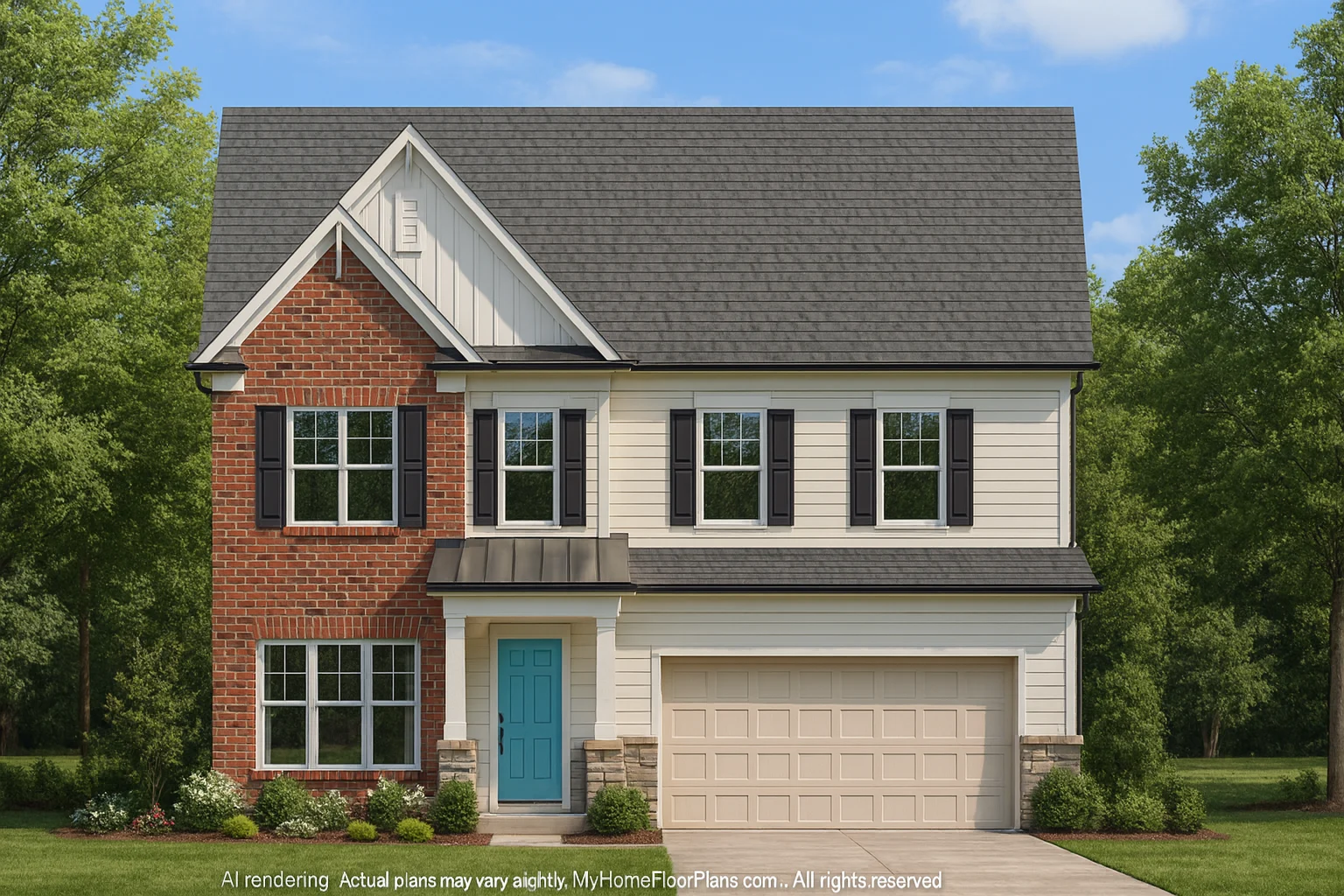 Elegant 2-Story House Plan with 4 Bedrooms and 3 Baths